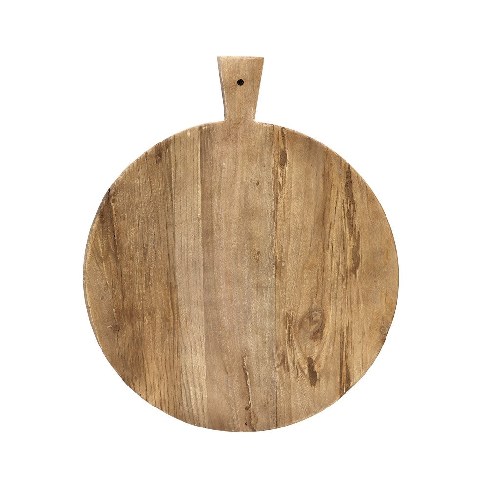 Wooden serving board with natural cracks and imperfections
