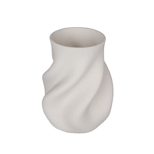 Discover the Bella Small Vase in white – a contemporary 3D printed ceramic piece with a sculptural silhouette, perfect for modern styling and decorative displays.