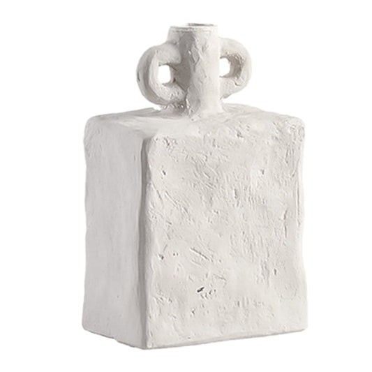 A modern sculptural accent, the Lunar Handle Vase – Small features a distinctive curved handle and minimalist form, perfect for styling with simple stems or displaying as a decorative object.