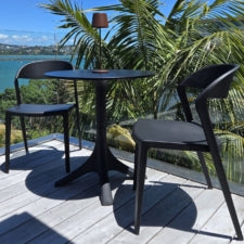 70cm round outdoor table in black for patio or garden
