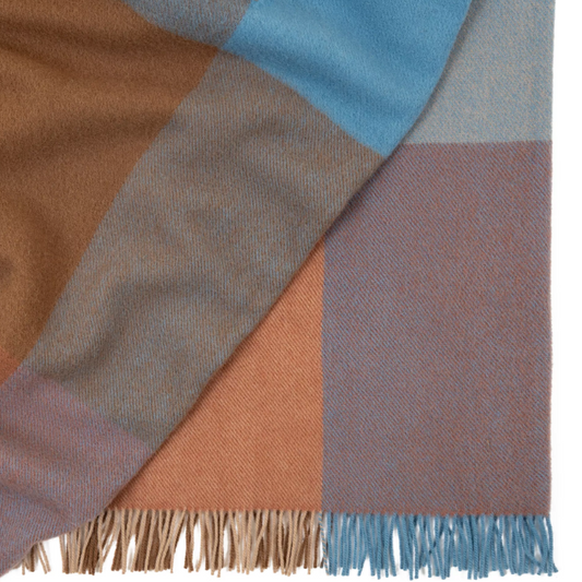 Shop the Brookside wool throw 140x240cm – a thick, 100% wool throw in a modern beetroot, chocolate, and soft pink large check design, perfect for warmth, style, and gift-giving.