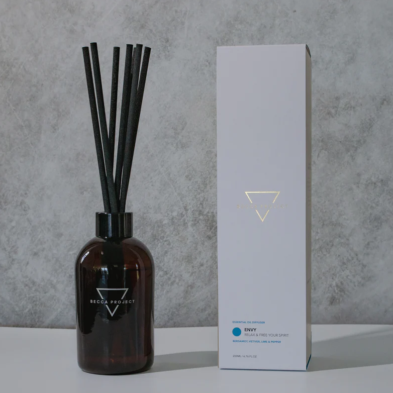 Lifestyle display of uplifting citrus and vetiver blend