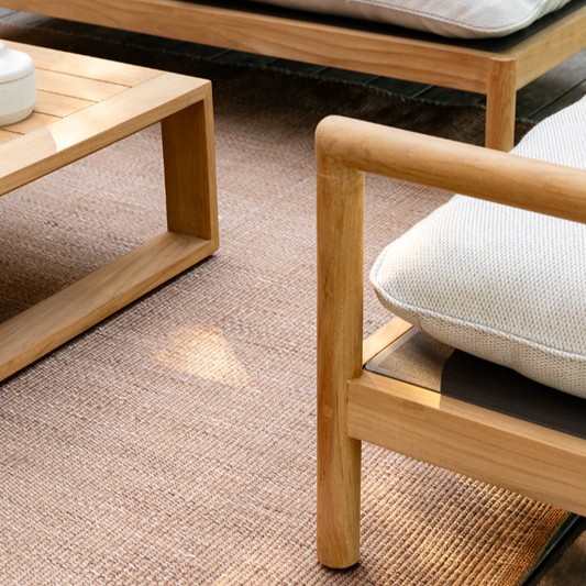 Close-up of tightly woven recycled PET fibre on Lonsdale Rug