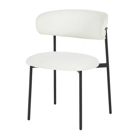 Plush chenille upholstered dining chair in neutral tone