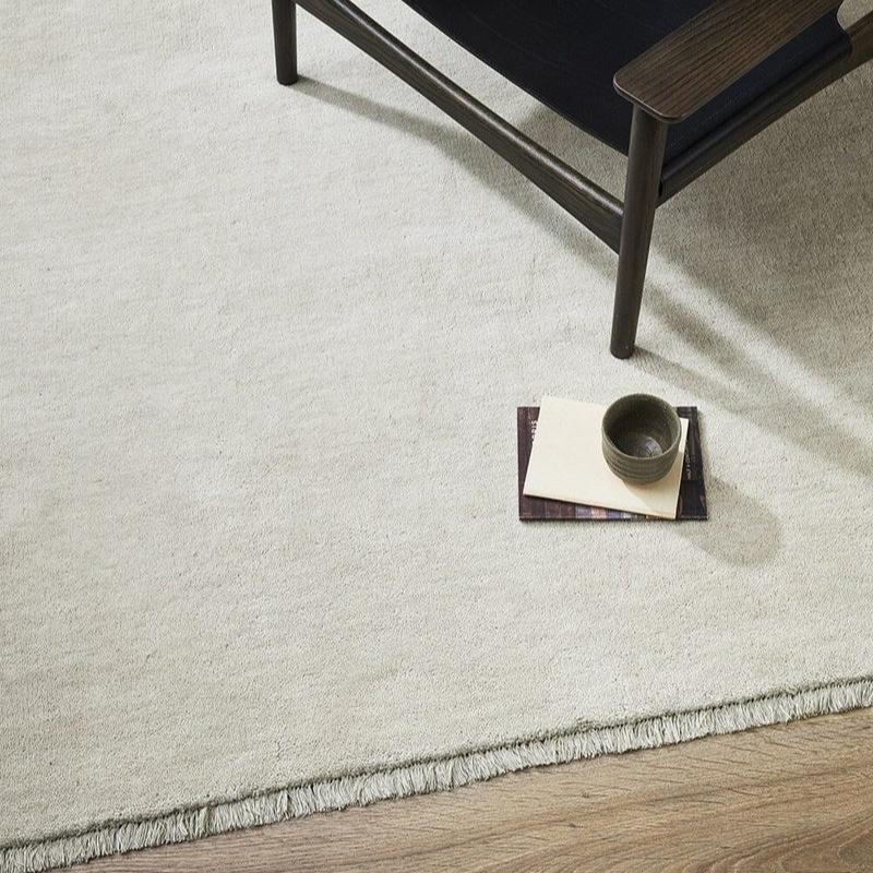 Sandringham Floor Rug by Baya in light merino with cut pile and fringing