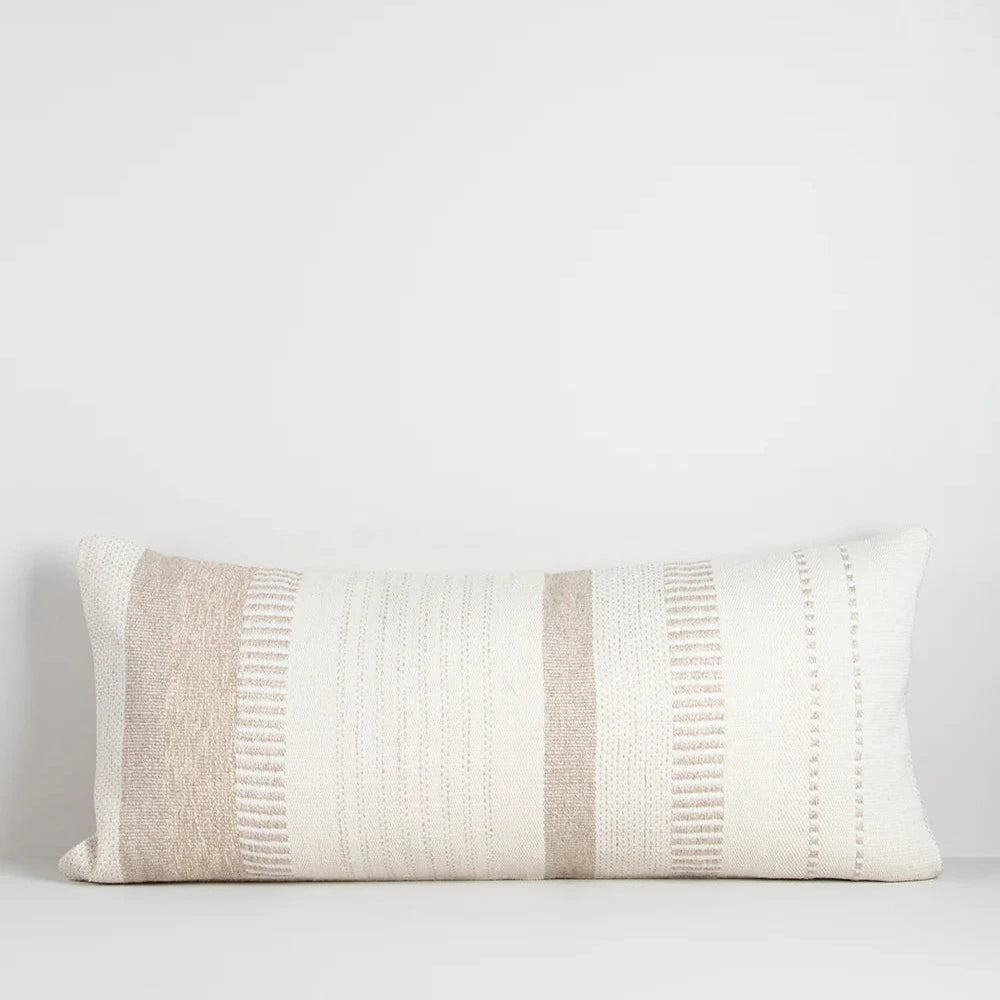 Bettie Cushion by Baya in neutral tones with intricate handwoven texture