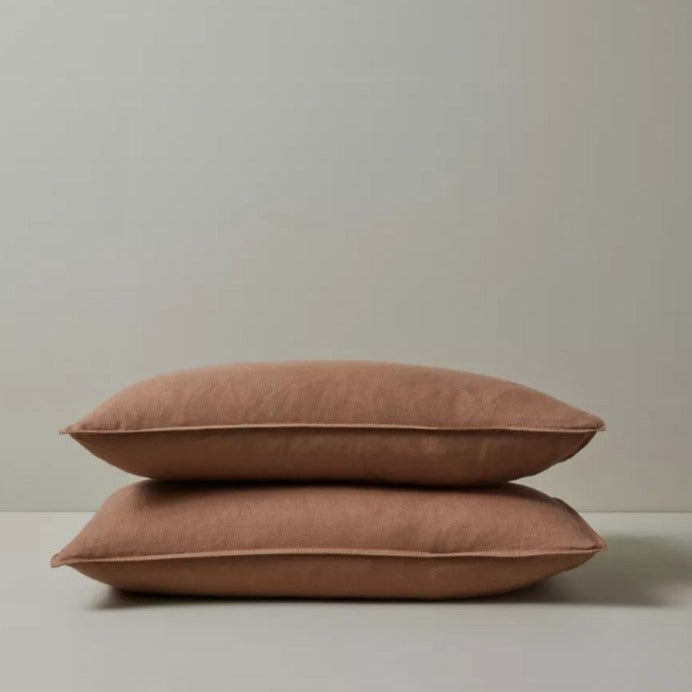 Pair of soft organic linen pillowcases in standard size