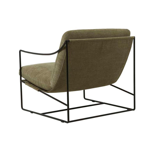Upholstered lounge chair with sloping arms in contemporary style