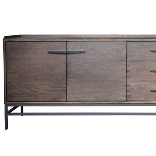 Oak Sideboard with black metal legs and industrial design