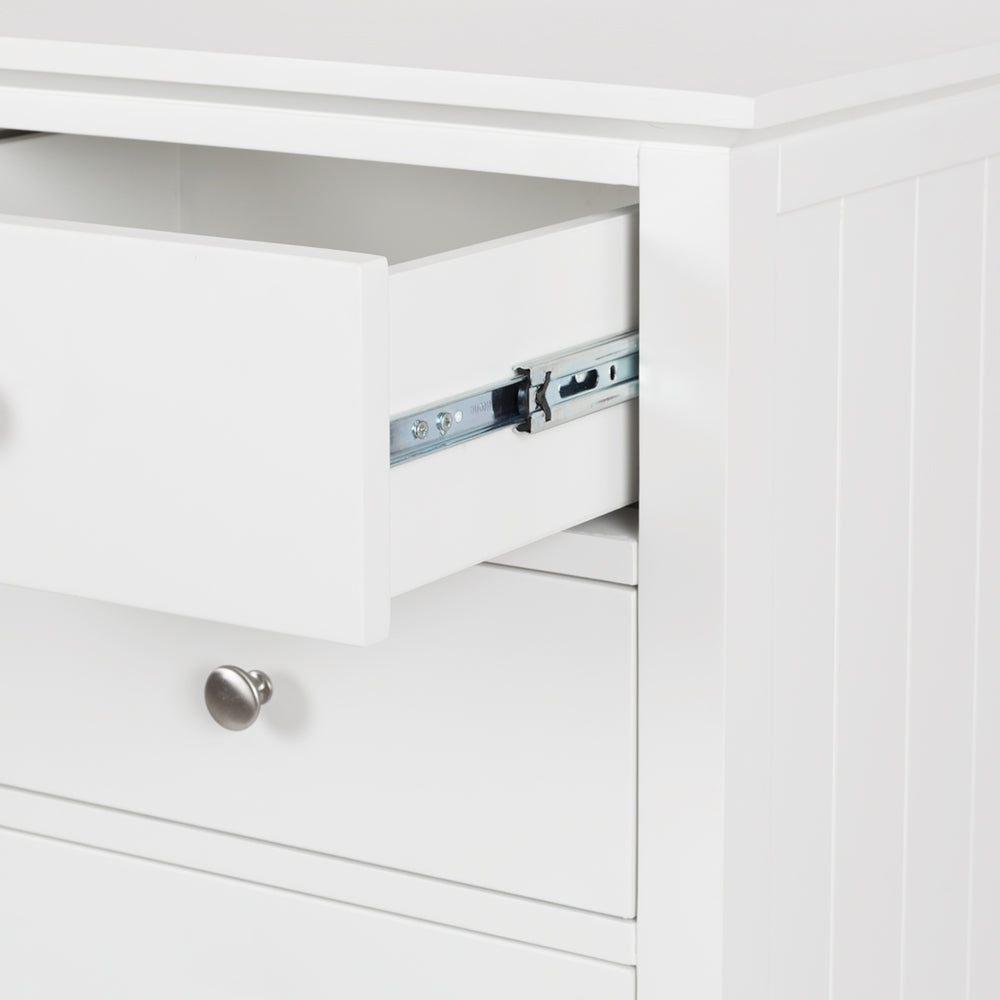 Modern white bedroom cabinet with Acacia hardwood and MDF panels