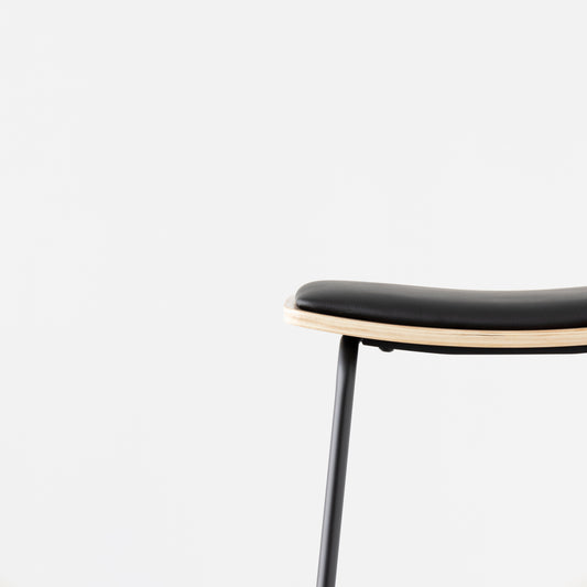 Modern SS Barstool with birchwood base and comfortable seat