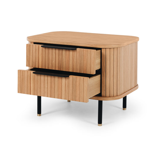 Contemporary wooden bedside table with 2 drawers