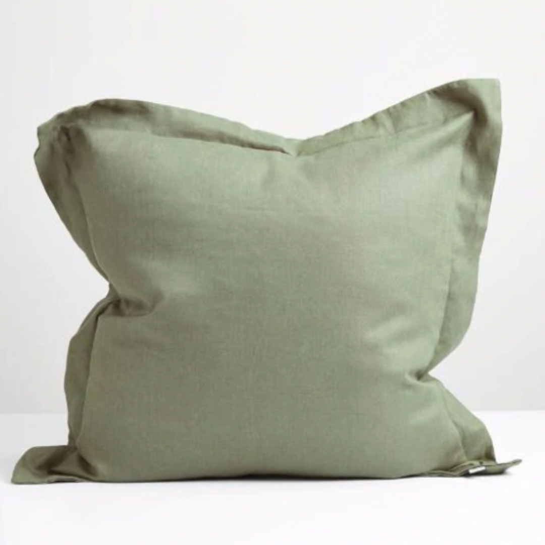 Close-up of soft texture on NZ-made linen pillowcase