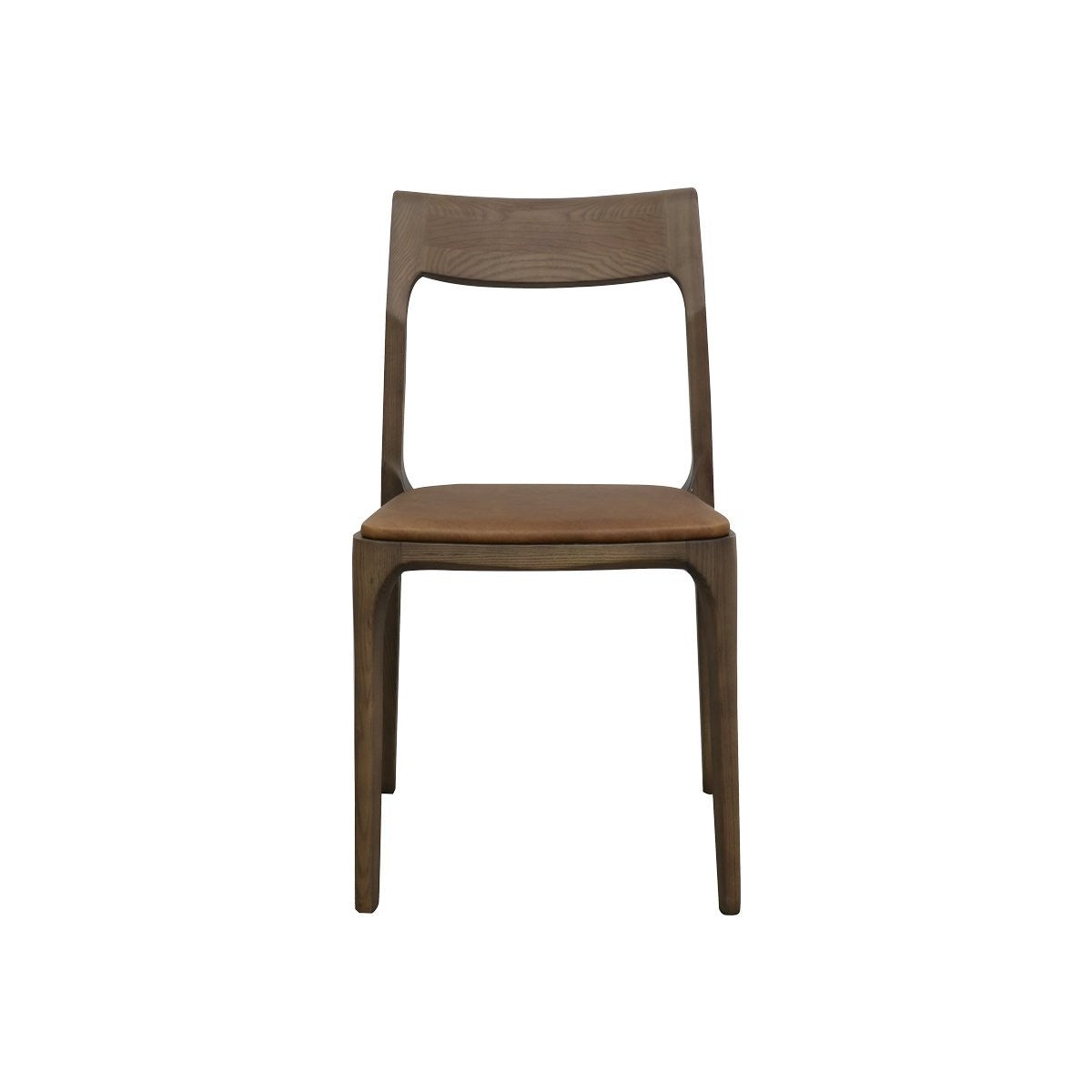 A sleek, stackable dining chair combining contemporary design with versatile upholstery options in leather or fabric.