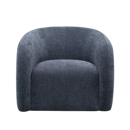 A sculptural swivel chair with deep comfort, tailored curves, and a timeless, versatile design.