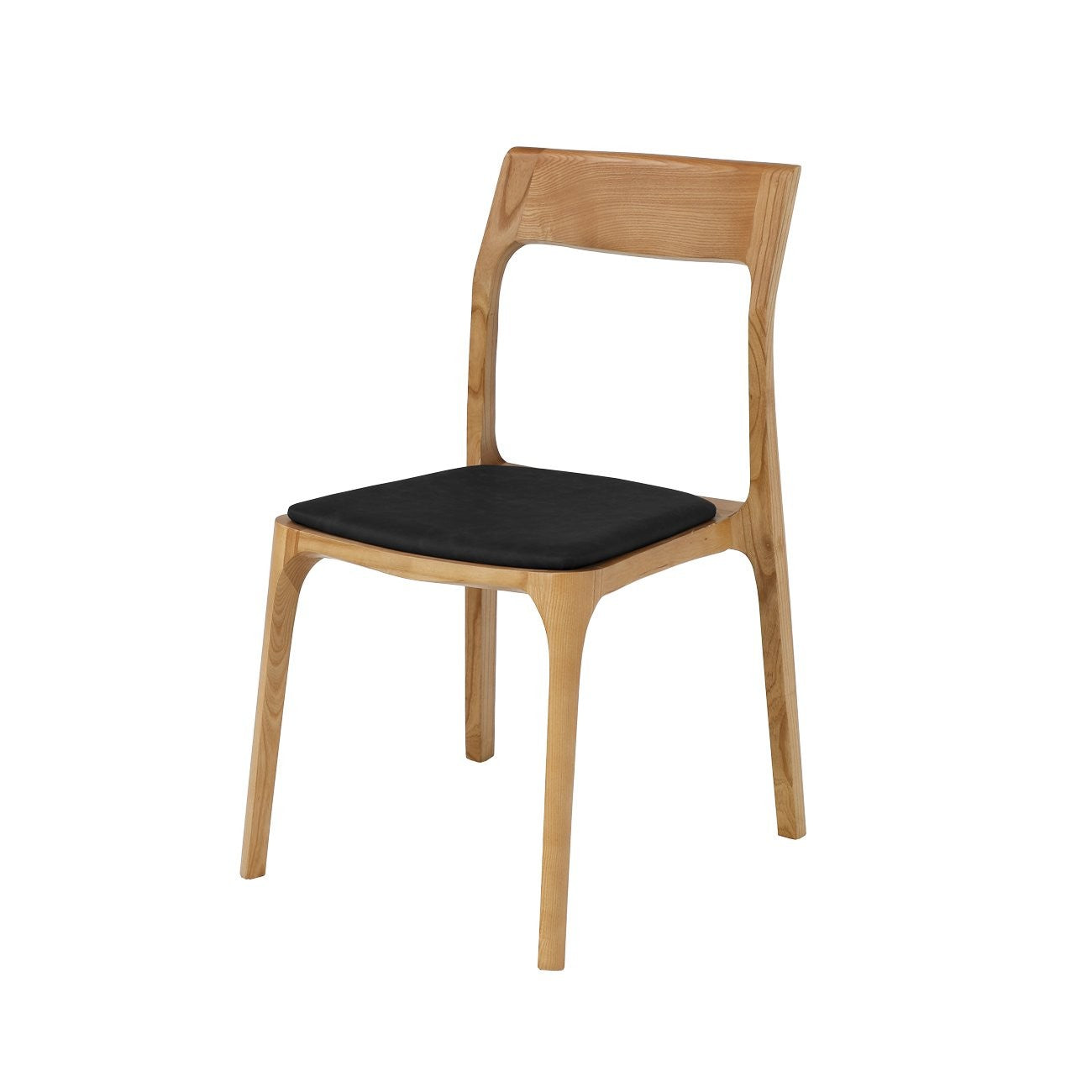 A sleek, stackable dining chair combining contemporary design with versatile upholstery options in leather or fabric.