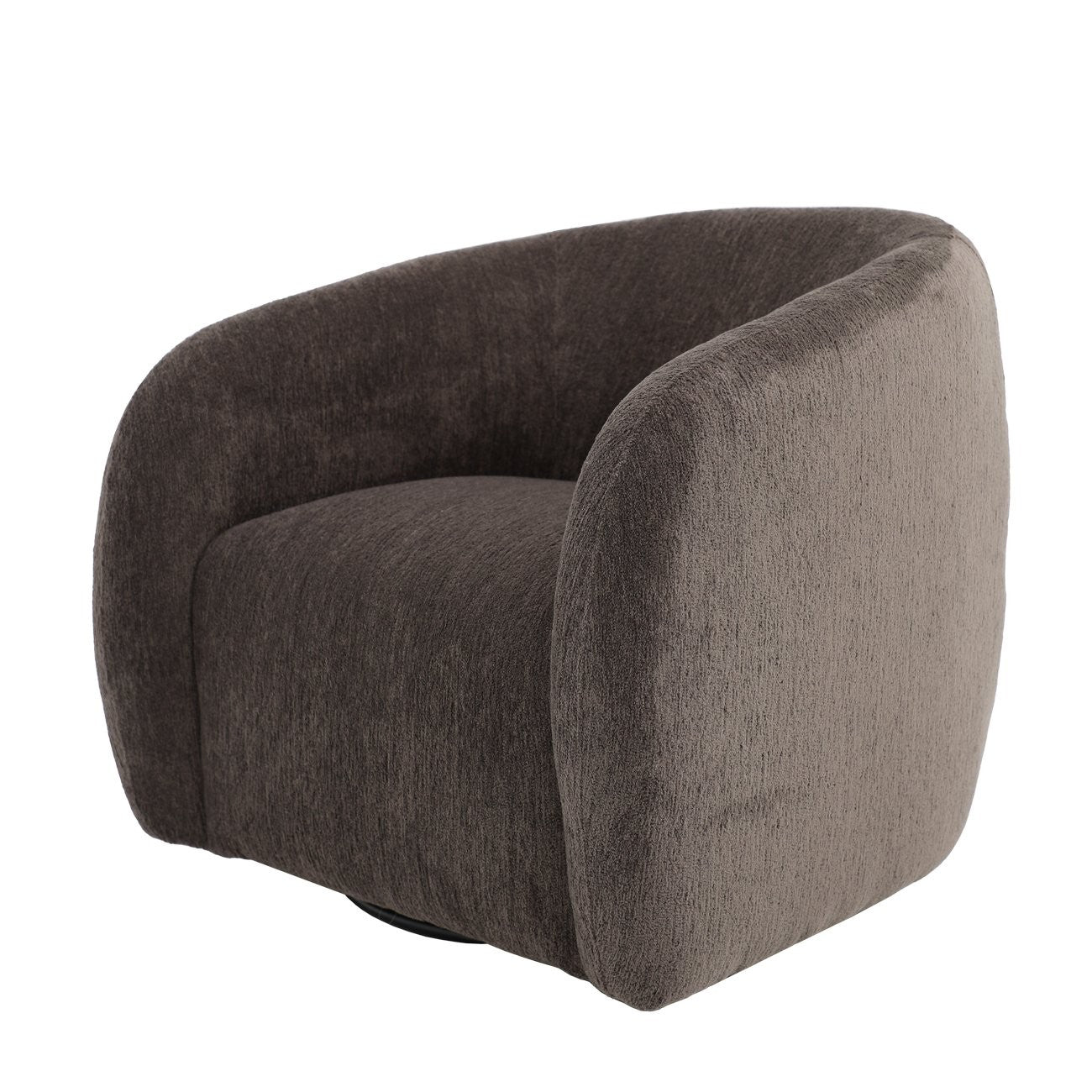 A sculptural swivel chair with deep comfort, tailored curves, and a timeless, versatile design.