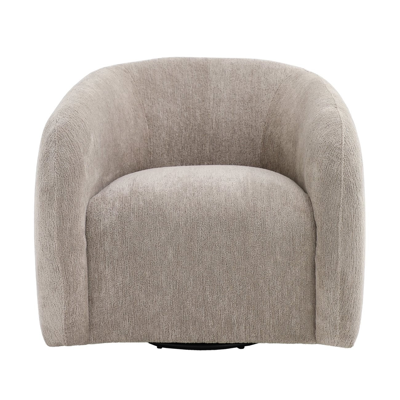 A sculptural swivel chair with deep comfort, tailored curves, and a timeless, versatile design.