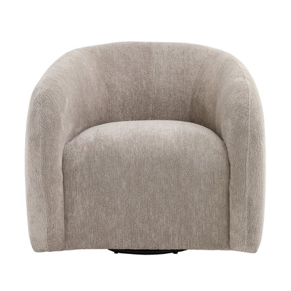 A sculptural swivel chair with deep comfort, tailored curves, and a timeless, versatile design.
