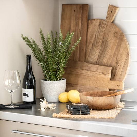 Artisan serving board made from reclaimed elm