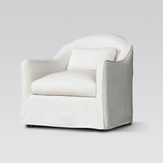A relaxed, contemporary club chair with a soft linen-look finish and loose cover design, perfect for effortless everyday comfort.