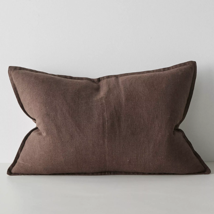 Shop the Como cushion – premium European linen, stonewashed for soft texture, with French seam detailing. Available in 50x50cm, 60x60cm, and 40x60cm lumbar sizes.