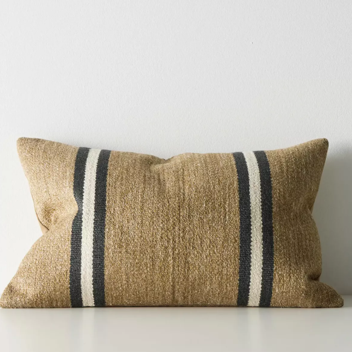 Shop the Mila 40x60cm lumbar cushion – a textured woven cushion with bold contrast stripes, perfect for layering or as a statement accent in your home.