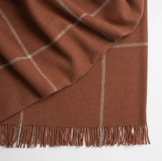 Shop the Ranfurly wool throw 140x240cm – a thick, warm check design inspired by the Maniototo region, perfect for timeless styling and cosy living.