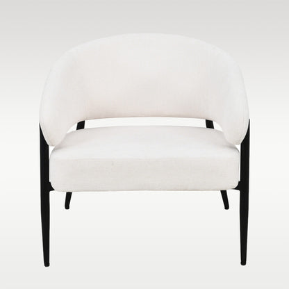 A contemporary occasional chair in a rich ash brown tone, combining soft upholstery with a sleek steel frame.