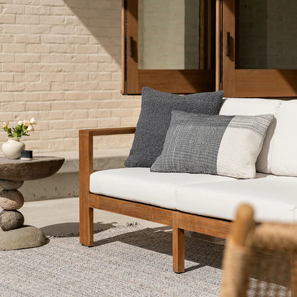 Textured cushion suitable for indoor and outdoor settings