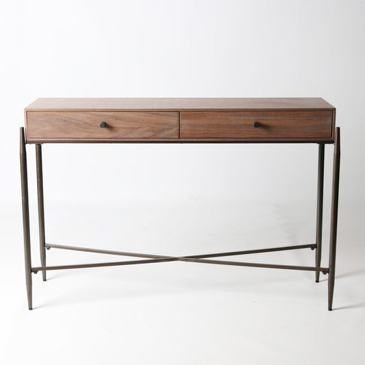 A sleek, contemporary console in a warm walnut finish, designed to bring refined simplicity to entryways and living spaces.