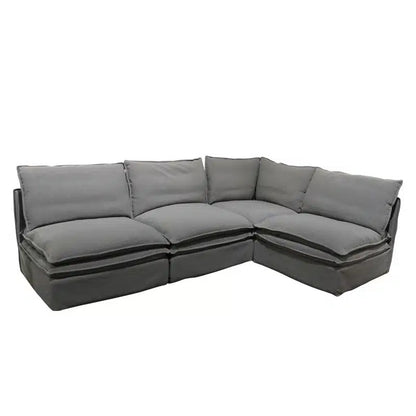 A spacious sectional sofa in a versatile grey linen blend, designed for relaxed comfort and modern living.