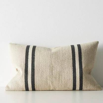 Shop the Mila 40x60cm lumbar cushion – a textured woven cushion with bold contrast stripes, perfect for layering or as a statement accent in your home.