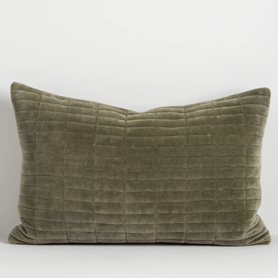 Close-up of Turner Cushion texture and brickwork quilted pattern