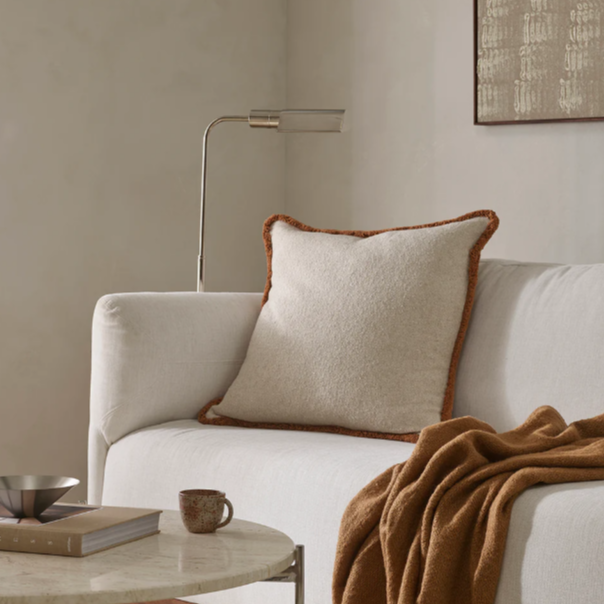 Close-up of Darcy Cushion texture and cotton fringe detail