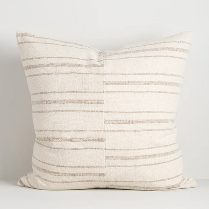 Abbott Cushion with sage asymmetrical linework on ecru base