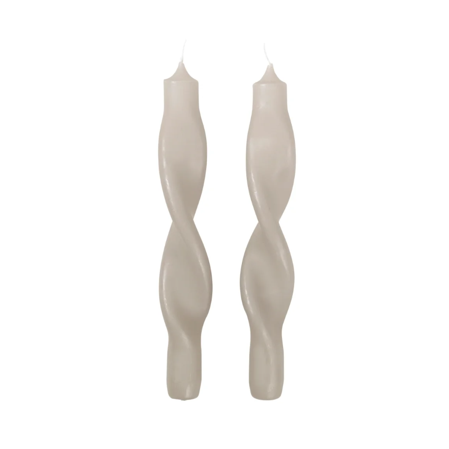 Boxed set of 2 Candles. Twist Design. Paraffin Wax
