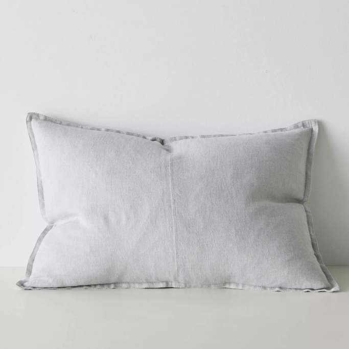 Shop the Como cushion – premium European linen, stonewashed for soft texture, with French seam detailing. Available in 50x50cm, 60x60cm, and 40x60cm lumbar sizes.