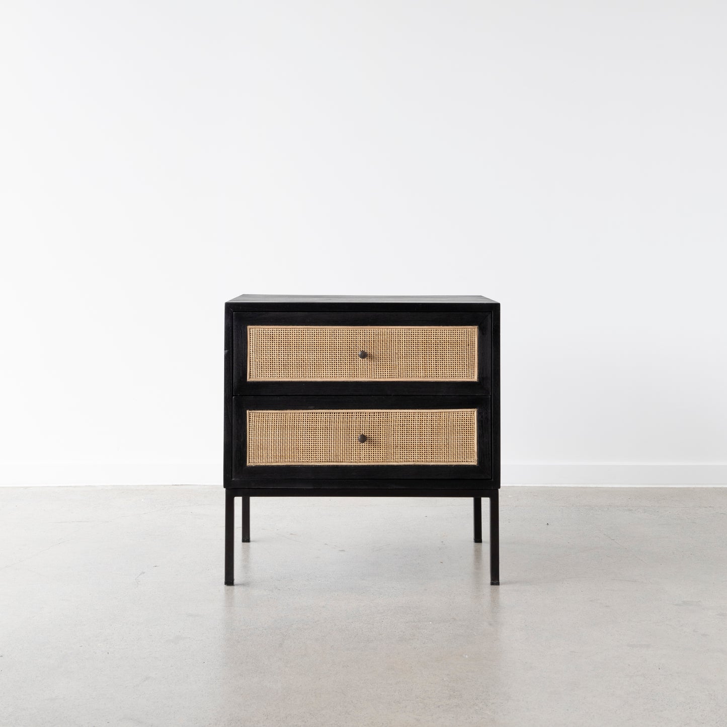 Cardrona 2 Draw Side Table - Black