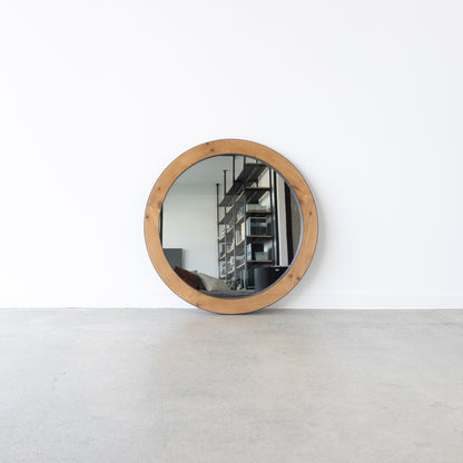 Round Wooden Mirror