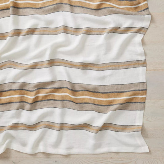 Franco stonewashed linen throw with stripe