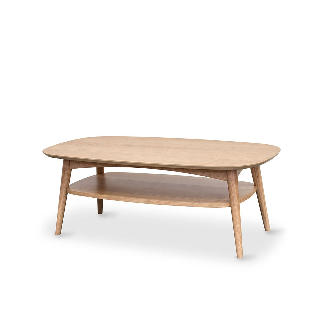 Oslo Coffee Table Shaped with Shelf Natural